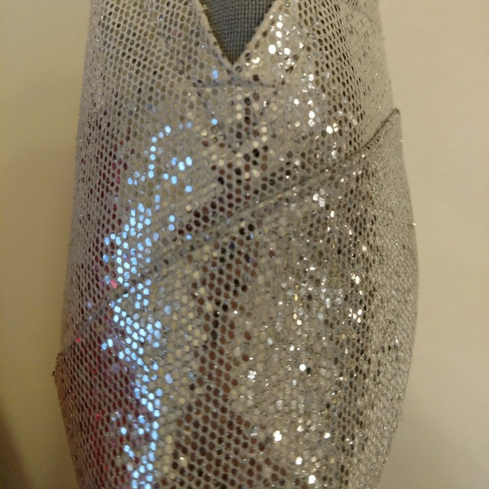 Rustic Coutures Silver Glitter Slip On Shoes